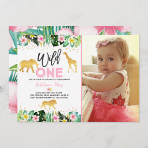 Invitation Wild One Birthday Jungle Animals Party