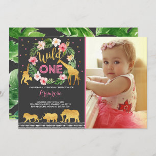 Invitation Wild One Birthday Jungle Animals Party