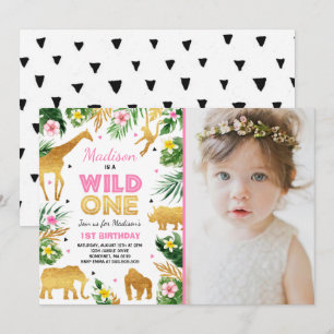 Invitation Wild One Birthday Safari Animals Party