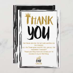 Invitation Wild One Black Gold Photo 1 1er anniversaire Merci