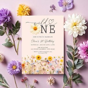 Invitation Wild One Boho Fleur sauvage 1er anniversaire