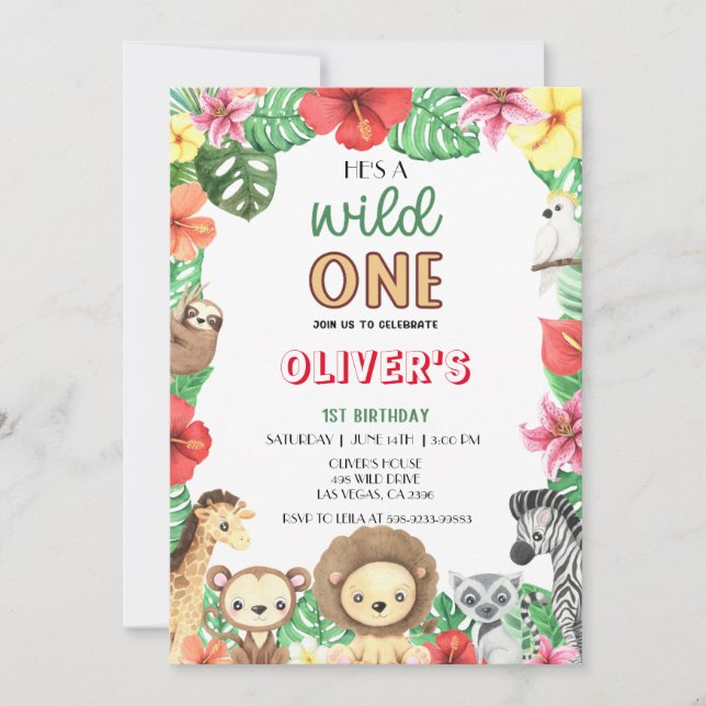 Invitation Wild One Celebration-Safari Aventure Extravaganza (Devant)
