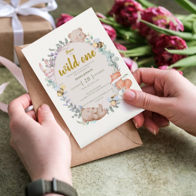 Invitation Wild One Cute Forest Animaux 1er anniversaire (Créateur téléchargé)