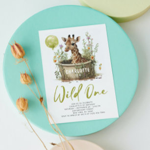 Invitation Wild One Cute Giraffe 1er Anniversaire Animal Ball