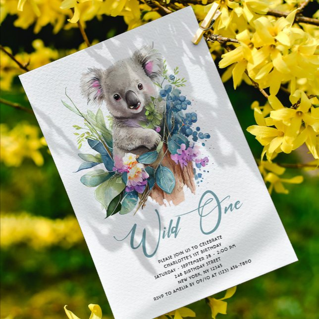 Invitation Wild One Cute Koala 1er Anniversaire Photo Animal (Créateur téléchargé)