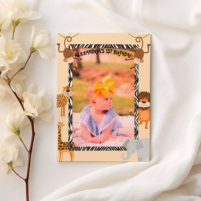 Invitation  Wild One Cute Quote Safari Animal Birthday Photo (Wild One Cute Quote Safari Animal Birthday Photo)