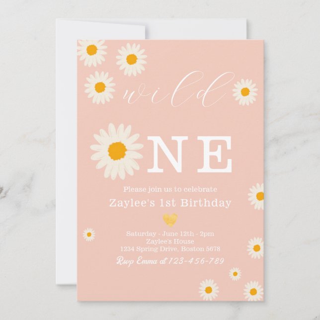 Invitation Wild One Daisy Boho Anniversaire Bash | Anniversai (Devant)