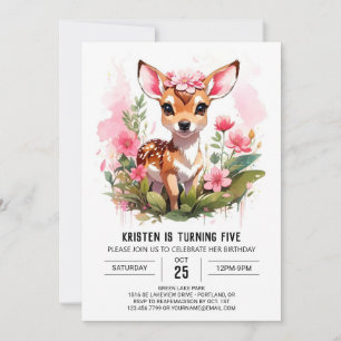 Invitation Wild One Deer Adventure Girl Anniversaire