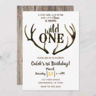 Invitation Wild One Deer Antlers Rustique 1er anniversaire fê