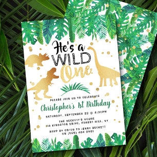 Invitation Wild One Dinosaur Boys 1er anniversaire
