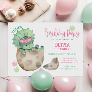 Invitation Wild One Dinosaur Triceratops 1er anniversaire de