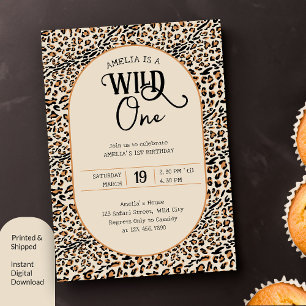 Invitation Wild One Empreinte de léopard Neutre 1er anniversa