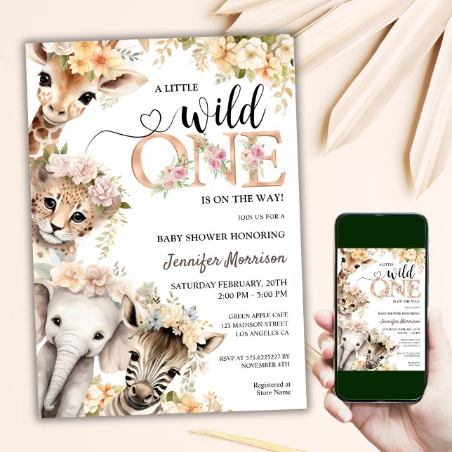 Invitation Wild One est sur le chemin | Baby shower Safari fi (Créateur téléchargé)