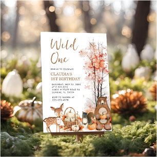 Invitation Wild One Fall Citrouille Woodland 1er anniversaire
