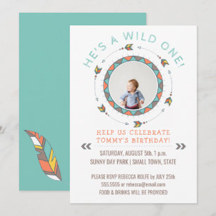 Invitation Wild One First Birthday Party Boy   Flèches tribal
