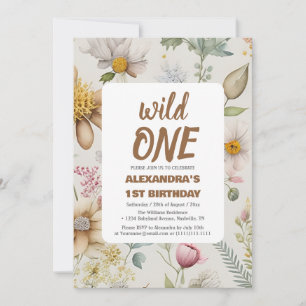 Invitation Wild One Fleur sauvage 1er anniversaire