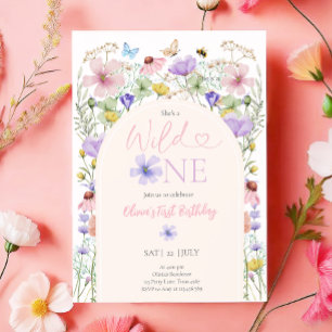 Invitation Wild One Fleur sauvage Floral Girl premier anniver