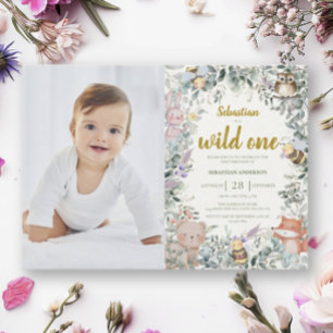 Invitation Wild One Forest Cute Animaux Boho Boy 1er Annivers