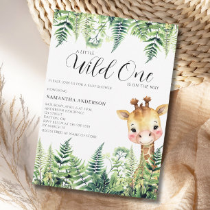 Invitation Wild One Giraffe Genre Baby shower neutre