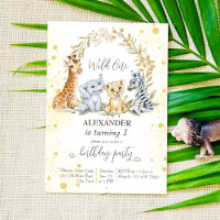 Wild one golden jungle safari animaux fête invitat