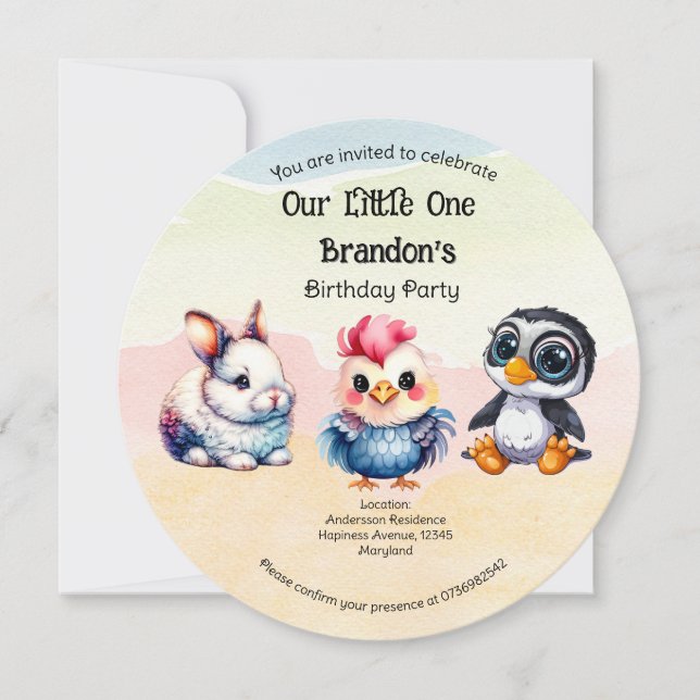 Invitation Wild One Happy Fun Woodland Animaux Aquarelle (Devant)