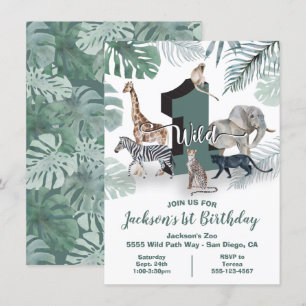 Invitation Wild One Jungle Animaux Anniversaire Fête Invitati