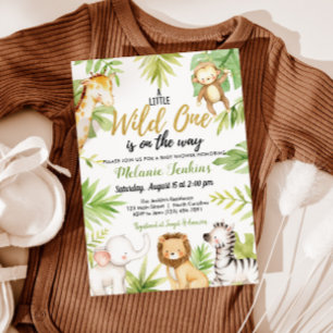Invitation Wild One Jungle Animaux Garçon Baby shower