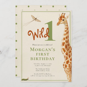 Invitation Wild One Jungle Giraffe 1er anniversaire