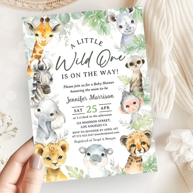 Invitation Wild One Jungle Safari Animals Baby Shower (Créateur téléchargé)