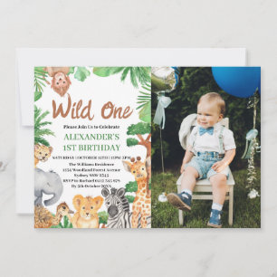 Invitation Wild One Jungle Safari Animaux 1er Anniversaire Ph