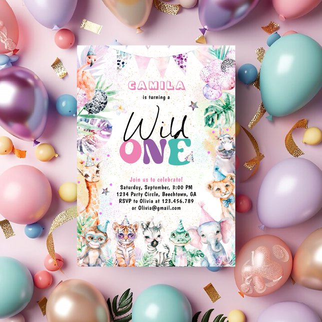 Invitation Wild One Jungle Safari Animaux Anniversaire (Créateur téléchargé)
