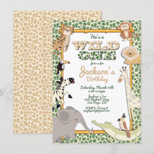 Invitation Wild One Jungle Safari Anniversaire Fête Invitatio