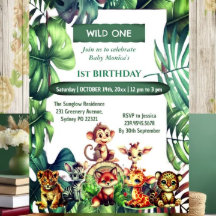 Wild One Jungle Safari Feuilles tropicaux Annivers