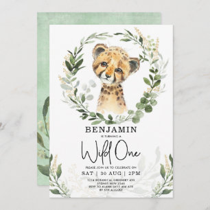 Invitation Wild One Jungle Safari Leopard Boy 1er Anniversair