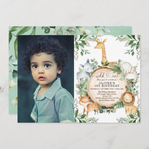 Invitation Wild One Jungle Safari Party Animaux 1er anniversa