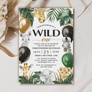Invitation Wild One Jungle Safari Thème 1er anniversaire fête