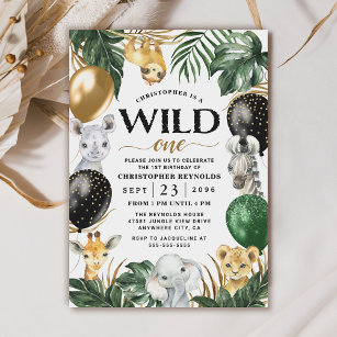Invitation Wild One Jungle Safari Thème 1er anniversaire fête