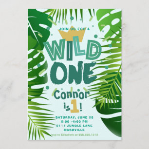 Invitation Wild One Jungle Theme Boys Premier Anniversaire