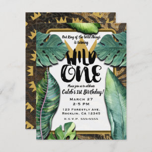 Invitation Wild One King of Things Crown 1st Birthday Party