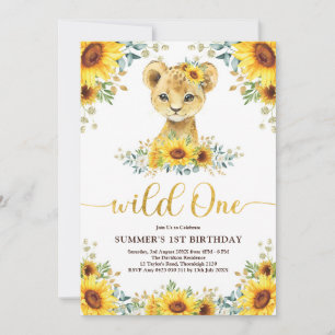 Invitation Wild One Lion Cub Tournesol Vert 1er Anniversaire