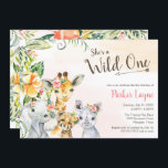 Invitation Wild One Lovely Safari Friends Premier anniversair<br><div class="desc">C'est un Wild One,  design de premier anniversaire avec de beaux visages d'animaux safari et feuillage de jungle tropicale. Customisez ce texte pour n'importe quelle occasion pour votre petit.</div>