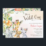 Invitation Wild One Lovely Safari Friends Premier anniversair<br><div class="desc">C'est un Wild One,  design de premier anniversaire avec de beaux visages d'animaux safari et feuillage de jungle tropicale. Customisez ce texte pour n'importe quelle occasion pour votre petit.</div>