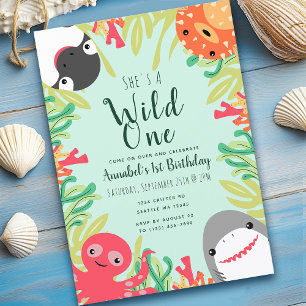 Invitation Wild One mignon Sea Animaux Anniversaires de enfan