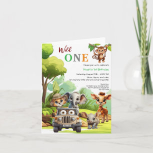 Invitation Wild One mignonne Jungle Animal 1er anniversaire d