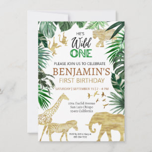 Invitation Wild One mignonne Jungle Animal 1er anniversaire d