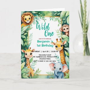 Invitation Wild One mignonne Jungle Animal 1er anniversaire d
