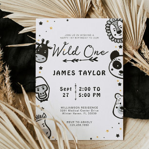 Invitation Wild One mignonne Petite Jungle Animal Anniversair