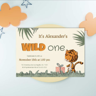 Invitation Wild One mignonne Tiger Jungle Premier anniversair
