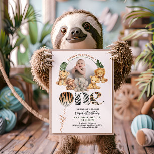 Invitation Wild One moderne genre Neutre 1er anniversaire