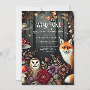 Invitation Wild One Mushroom Woodland Animal Boy 1er Annivers
